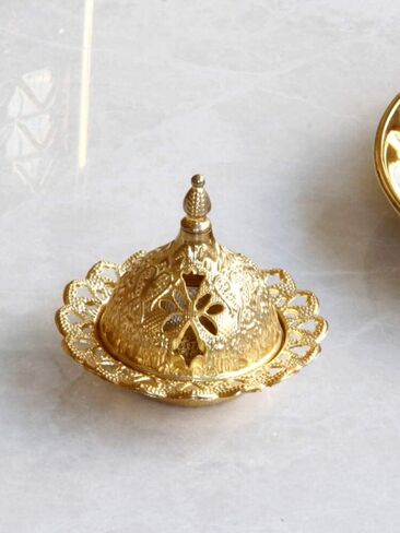 Gold Arabic Incense Holder, Cone/Bakhoor Burner, Middle Eastern Floral Dubai Style, Home/Office Decor, Wedding/Ramadan/Eid Gift/Favors in Saudi Arabia