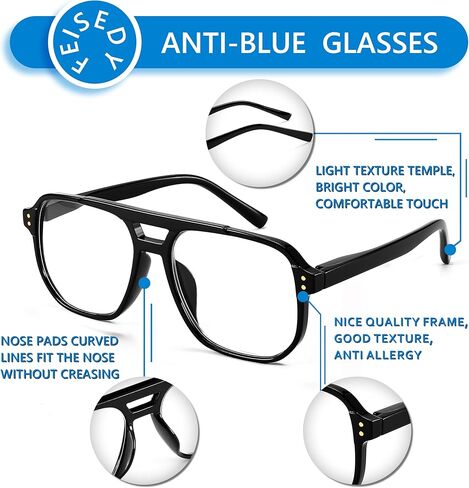 FEISEDY Retro Aviator Reading Glasses Women Men Blue Light Blocking Reader Plastic Lightweight Frame B0071 in Kuwait