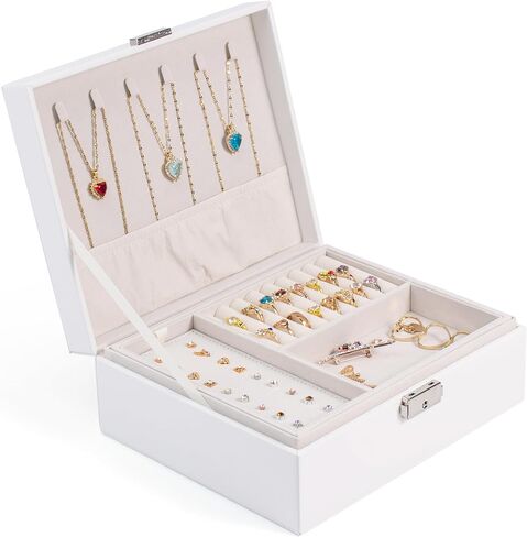 One Modern May Jewelry Box for Young Girls Teen Girls and Women with Lift Out Tray and Silver Latch - 9 x 7.5 x 3.4 inches (Pink) in Kuwait