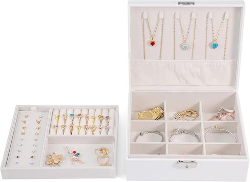 One Modern May Jewelry Box for Young Girls Teen Girls and Women with Lift Out Tray and Silver Latch - 9 x 7.5 x 3.4 inches (Pink) in Kuwait