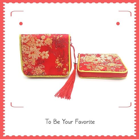 4pc Zipper Jewelry Pouches Brocade Cosmetic Bags Embroidered Coin Purses Wallets for Women in Saudi Arabia