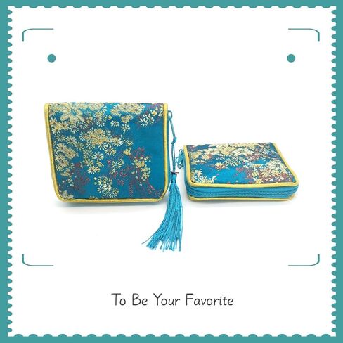 4pc Zipper Jewelry Pouches Brocade Cosmetic Bags Embroidered Coin Purses Wallets for Women in Saudi Arabia
