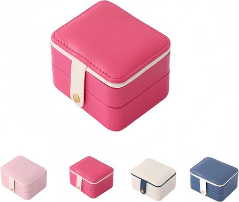 حقيبة سفر جلدية من Kadiby Jewelry مع مرآة، منظم مجوهرات صغير للسفر، صندوق مجوهرات محمول، منظم تخزين صغير، صندوق تخزين صغير للخواتم والأقراط والقلائد والهدايا (أبيض) in Kuwait