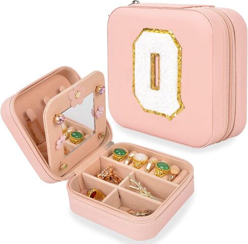 صندوق مجوهرات صغير من ChezMax للسفر، صندوق مجوهرات أولي صغير، صندوق منظم مجوهرات وردي، حقيبة مجوهرات لعيد الميلاد وعيد الحب وهدايا عيد الحب الأولي S in Kuwait