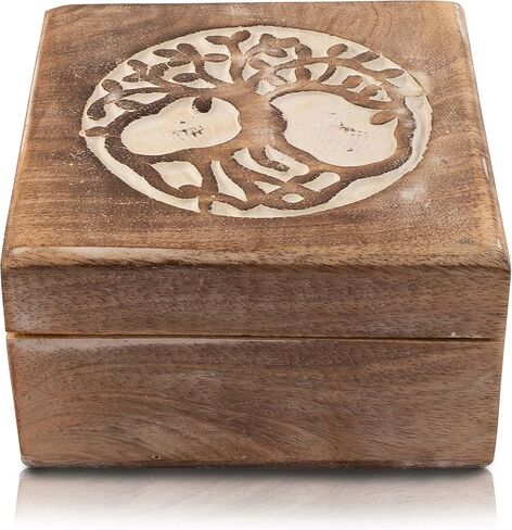 Great Birthday Gift Ideas Handmade Decorative Tree Of Life Wooden Jewelry Box Treasure Box Jewelry Organizer Keepsake Box Treasure Chest Trinket Holder Lock Box Watch Box 6 x 6 Inch For Gifts (Brown) in Saudi Arabia