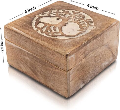 Great Birthday Gift Ideas Handmade Decorative Tree Of Life Wooden Jewelry Box Treasure Box Jewelry Organizer Keepsake Box Treasure Chest Trinket Holder Lock Box Watch Box 6 x 6 Inch For Gifts (Brown) in Saudi Arabia