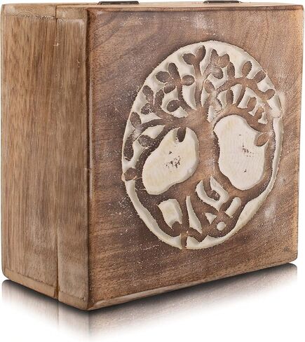 Great Birthday Gift Ideas Handmade Decorative Tree Of Life Wooden Jewelry Box Treasure Box Jewelry Organizer Keepsake Box Treasure Chest Trinket Holder Lock Box Watch Box 6 x 6 Inch For Gifts (Brown) in Saudi Arabia