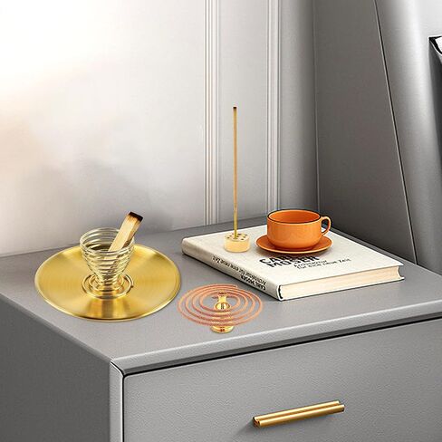 مبخرة 4 في 1، حامل بالو سانتو، حامل مريمية، حامل بخور نحاسي 5.5 انش لعصي البخور/لفائف البخور/مخاريط البخور، مجموعة مبخرة بيضاوية ذهبية لالتقاط الرماد لغرفة التامل واليوغا in Kuwait