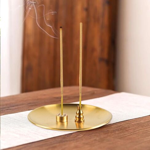 مبخرة 4 في 1، حامل بالو سانتو، حامل مريمية، حامل بخور نحاسي 5.5 انش لعصي البخور/لفائف البخور/مخاريط البخور، مجموعة مبخرة بيضاوية ذهبية لالتقاط الرماد لغرفة التامل واليوغا in Kuwait