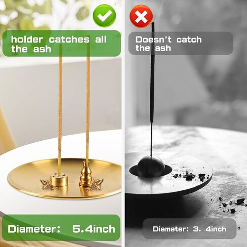 مبخرة 4 في 1، حامل بالو سانتو، حامل مريمية، حامل بخور نحاسي 5.5 انش لعصي البخور/لفائف البخور/مخاريط البخور، مجموعة مبخرة بيضاوية ذهبية لالتقاط الرماد لغرفة التامل واليوغا in Kuwait