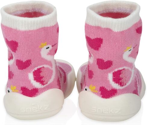 Nuby 60000S Snekz Comfortable Rubber Sole Sock Shoes for First Steps- Pink Swans/Small 7-14 Months in Saudi Arabia