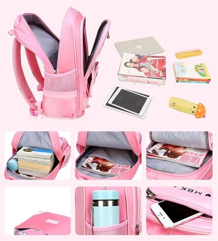 KUJIAPIN 2Pcs Bowknot Printed Girls Backpack Pretty Princess Backpack Set Kids Elementary Primary Students Bookbag in Saudi Arabia