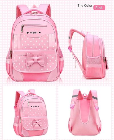KUJIAPIN 2Pcs Bowknot Printed Girls Backpack Pretty Princess Backpack Set Kids Elementary Primary Students Bookbag in Saudi Arabia