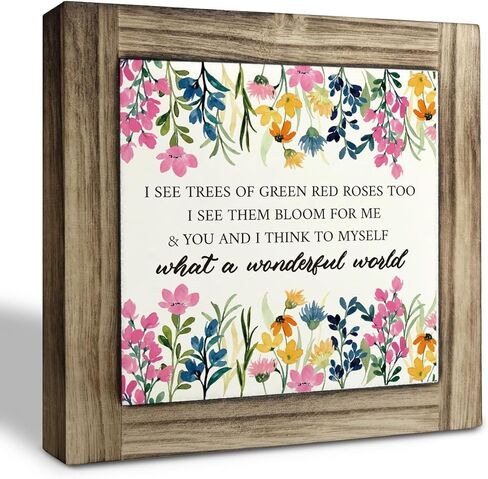 Spring Wood Sign, Box Wood Plaques Desk Décor, Inspirational Quotes, Kitchen Shelf Art Decoration, Spring Table Decor, Floral Decor Art, Farmhouse Home Decor, Plant Sign for Indoor Outdoor in Saudi Arabia