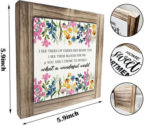 Spring Wood Sign, Box Wood Plaques Desk Décor, Inspirational Quotes, Kitchen Shelf Art Decoration, Spring Table Decor, Floral Decor Art, Farmhouse Home Decor, Plant Sign for Indoor Outdoor in Saudi Arabia