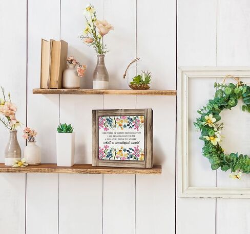 Spring Wood Sign, Box Wood Plaques Desk Décor, Inspirational Quotes, Kitchen Shelf Art Decoration, Spring Table Decor, Floral Decor Art, Farmhouse Home Decor, Plant Sign for Indoor Outdoor in Saudi Arabia