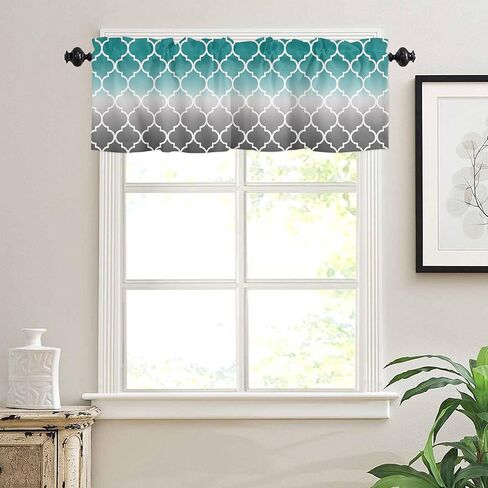 Fall Maples Pumpkins Curtain Valance for Windows Thanksgiving Curtains Living Room Kitchen Bathroom Farmhouse, Blue Grey Orange Pumpkins Harvest Floral Short Rod Pocket Curtain Window Treatment 54x18 in Saudi Arabia