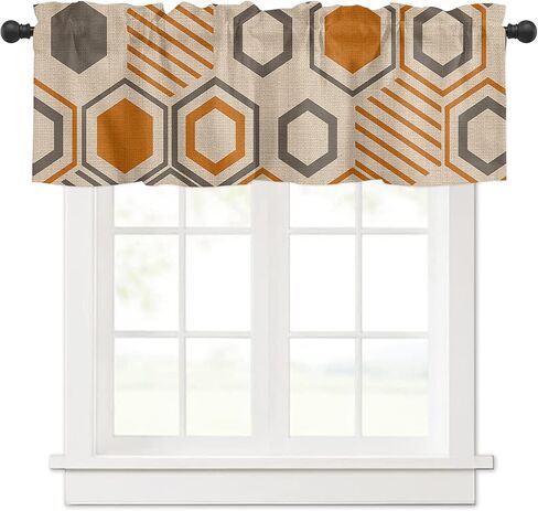 Fall Maples Pumpkins Curtain Valance for Windows Thanksgiving Curtains Living Room Kitchen Bathroom Farmhouse, Blue Grey Orange Pumpkins Harvest Floral Short Rod Pocket Curtain Window Treatment 54x18 in Saudi Arabia