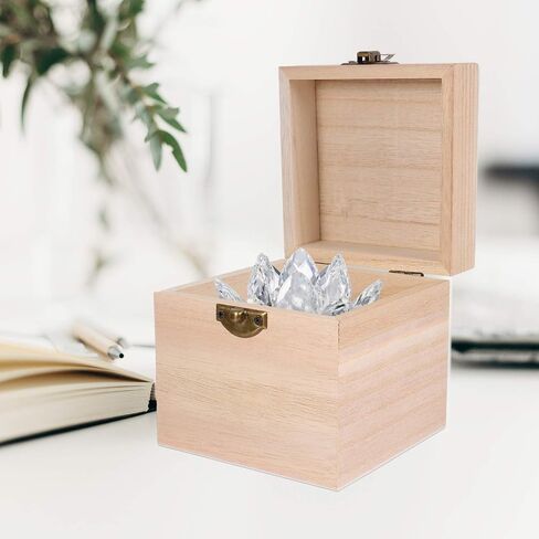 Cabilock Wooden Box 2pcs Unfinished Square Wood Box DIY Craft Wooden Box Jewelry Ring Box Unpainted Storage Box with Hinged Lid Front Clasp for Bracelet Watch Necklace Earrings Style 2 Memory Box in Saudi Arabia