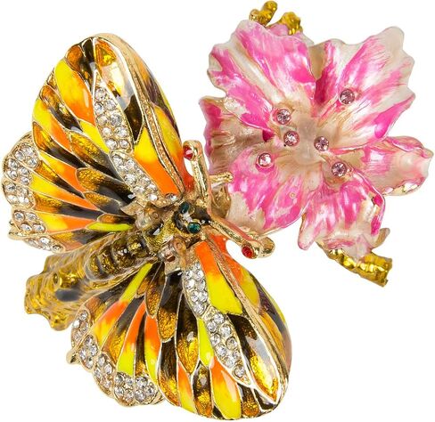 QIFU Hand Painted Enameled Colorful Butterfly Jewelry Trinket Box with Hinged Unique Gift for Home Decor in Saudi Arabia