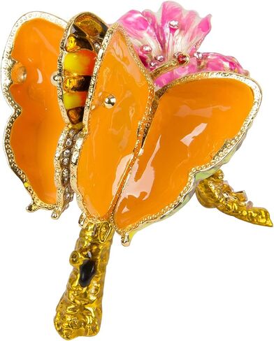 QIFU Hand Painted Enameled Colorful Butterfly Jewelry Trinket Box with Hinged Unique Gift for Home Decor in Saudi Arabia