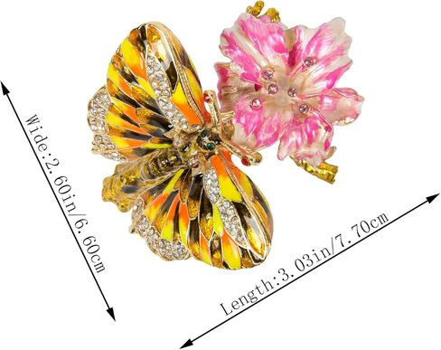 QIFU Hand Painted Enameled Colorful Butterfly Jewelry Trinket Box with Hinged Unique Gift for Home Decor in Saudi Arabia