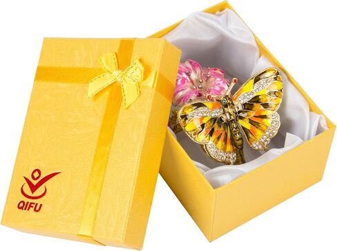 QIFU Hand Painted Enameled Colorful Butterfly Jewelry Trinket Box with Hinged Unique Gift for Home Decor in Saudi Arabia