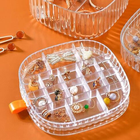 Acrylic Jewelry Organizer Box,Stackable 3-Layers Clear Jewelry Box with Lid,Travel Jewelry Case Gift for Women Girls,Earring Organizer Display Holder for Earrings Ring Studs Bracelet Necklace Crafts in Kuwait