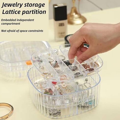 Acrylic Jewelry Organizer Box,Stackable 3-Layers Clear Jewelry Box with Lid,Travel Jewelry Case Gift for Women Girls,Earring Organizer Display Holder for Earrings Ring Studs Bracelet Necklace Crafts in Kuwait
