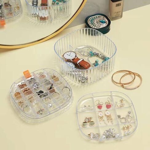 Acrylic Jewelry Organizer Box,Stackable 3-Layers Clear Jewelry Box with Lid,Travel Jewelry Case Gift for Women Girls,Earring Organizer Display Holder for Earrings Ring Studs Bracelet Necklace Crafts in Kuwait