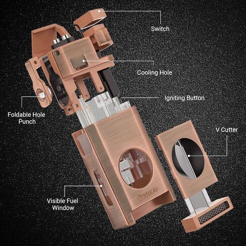 FANKAI Torch Lighter with Cigar V Cutter, Cigar Lighter Double Jet Flame Refillable Butane Lighter 2 in 1 Windproof Lighters for Smoking with Gift Box (Butane Not Included) in Saudi Arabia