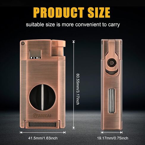 FANKAI Torch Lighter with Cigar V Cutter, Cigar Lighter Double Jet Flame Refillable Butane Lighter 2 in 1 Windproof Lighters for Smoking with Gift Box (Butane Not Included) in Saudi Arabia