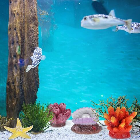 UEETEK 4 حزمة نبات المرجان الاصطناعي Seastar Shell ديكور حوض السمك الشعاب المرجانية زخرفة الراتنج الحرف الديكور لخزان الأسماك in Kuwait