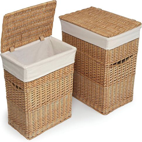 Wicker Two Hamper Set with Liners - Natural in Saudi Arabia