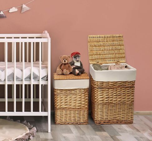 Wicker Two Hamper Set with Liners - Natural in Saudi Arabia