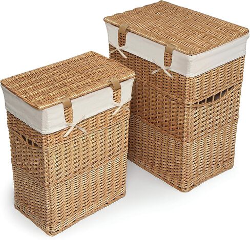 Wicker Two Hamper Set with Liners - Natural in Saudi Arabia
