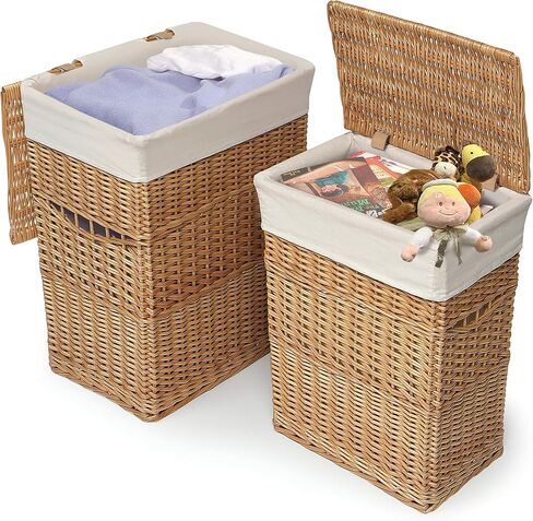 Wicker Two Hamper Set with Liners - Natural in Saudi Arabia