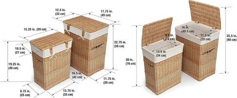 Wicker Two Hamper Set with Liners - Natural in Saudi Arabia