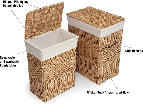 Wicker Two Hamper Set with Liners - Natural in Saudi Arabia