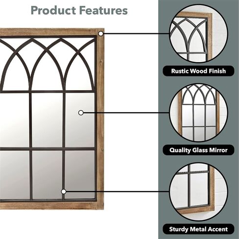 FirsTime & Co. Black Grandview Arch Wall Mirror, Rectangular, Wall Hanging Mirror for Bedroom, Entryway, Bathroom Vanity, Wood Frame, Farmhouse, 37.4 x 23.6 inches in Saudi Arabia