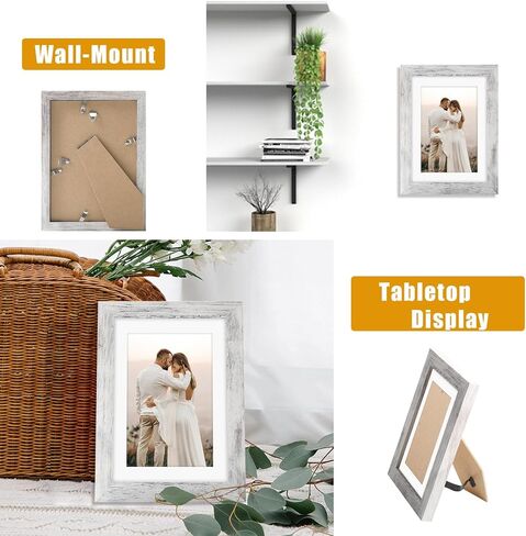 AVEAX 6x6 Picture Frame Display Pictures 4x4 with Mat or 6x6 Without Mat, Set of 4 Square Photo Frame for Wall or Tabletop White in Kuwait