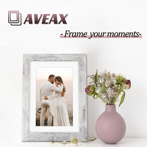 AVEAX 6x6 Picture Frame Display Pictures 4x4 with Mat or 6x6 Without Mat, Set of 4 Square Photo Frame for Wall or Tabletop White in Kuwait