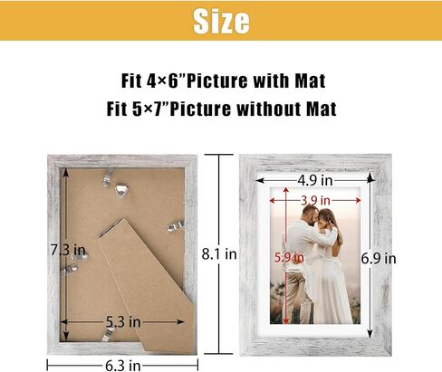 AVEAX 6x6 Picture Frame Display Pictures 4x4 with Mat or 6x6 Without Mat, Set of 4 Square Photo Frame for Wall or Tabletop White in Kuwait