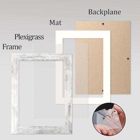 AVEAX 6x6 Picture Frame Display Pictures 4x4 with Mat or 6x6 Without Mat, Set of 4 Square Photo Frame for Wall or Tabletop White in Kuwait