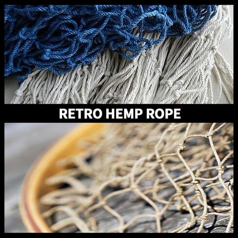 رينجيو شبكة صيد ديكورية لديكور المنزل والحفلات بطابع البحر المتوسط وغرفة المعيشة وغرفة النوم، مقاس 40 × 78 انش، لون ابيض كريمي طبيعي وازرق اوشن in Kuwait