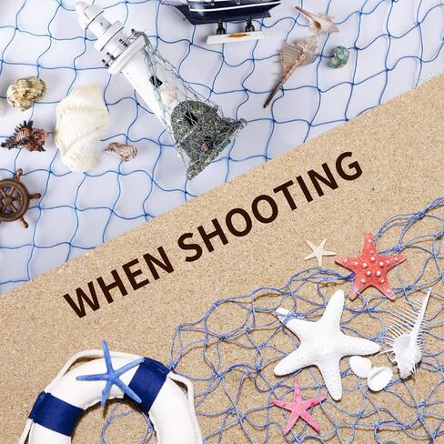 رينجيو شبكة صيد ديكورية لديكور المنزل والحفلات بطابع البحر المتوسط وغرفة المعيشة وغرفة النوم، مقاس 40 × 78 انش، لون ابيض كريمي طبيعي وازرق اوشن in Kuwait