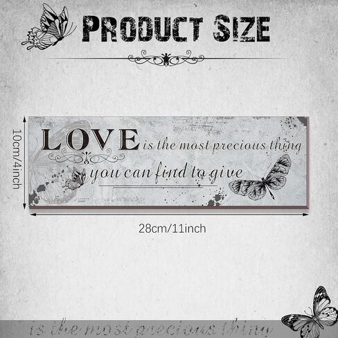 4 Pieces Retro Wooden Inspirational Butterfly Wall Art, Grey Motivational Positive Quotes Believe Dreams Faith Love Bathroom Bedroom Wall Decor Rustic Hanging Prints Sign for Home Office Supplies in Saudi Arabia