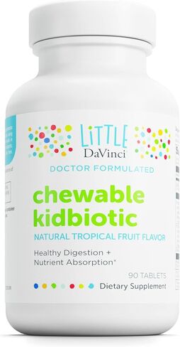 DAVINCI Labs Chewable Kidbiotic - Kids Probiotics to Support Digestion, a Healthy Gut, Brain Health and Immunity - with Probiotics, Amylase, and More - Tropical Fruit Flavor - 90 Chewable Tablets in Saudi Arabia