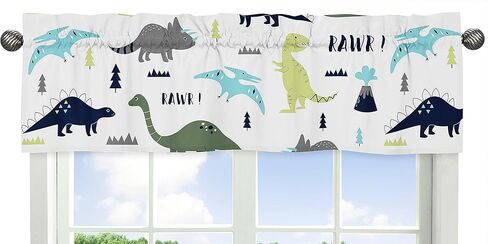 Sweet Jojo Designs Window Treatment Valance for Blue and Green Modern Dinosaur Collection in Saudi Arabia