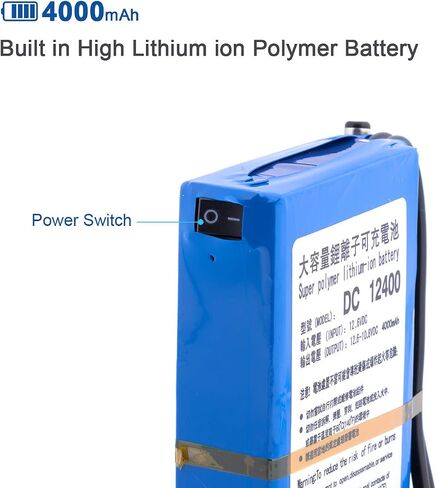 DC 12V 2A (24W) 4000mAh Rechargeable Protable Lithium ion Battery Pack for Telescope Breast Pump Signal Tool and More DC12400 (Black) in Saudi Arabia